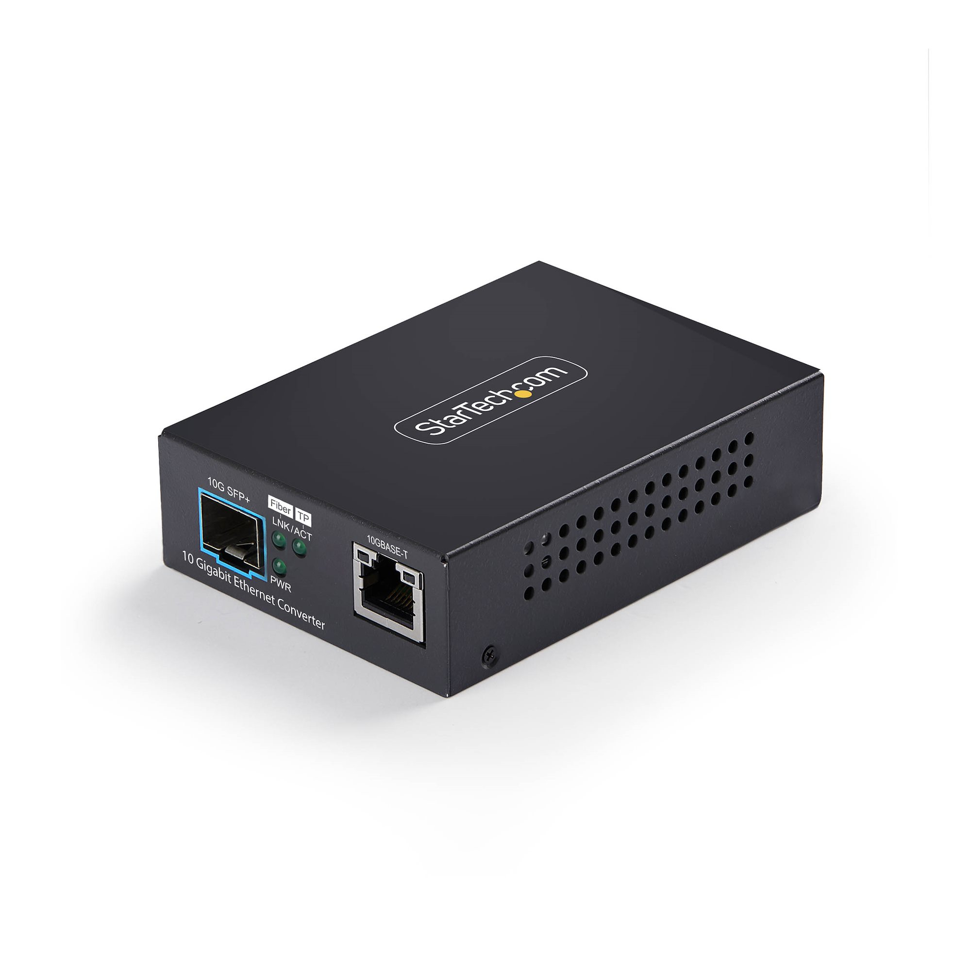 StarTech.com Convertisseur de Média Fibre Optique 10 GbE SFP+, 10 Gigabit Ethernet RJ-45 vers 10GBASE-X SFP+, Monomode, Multimode, Trames Jumbo 16K, Conforme TAA