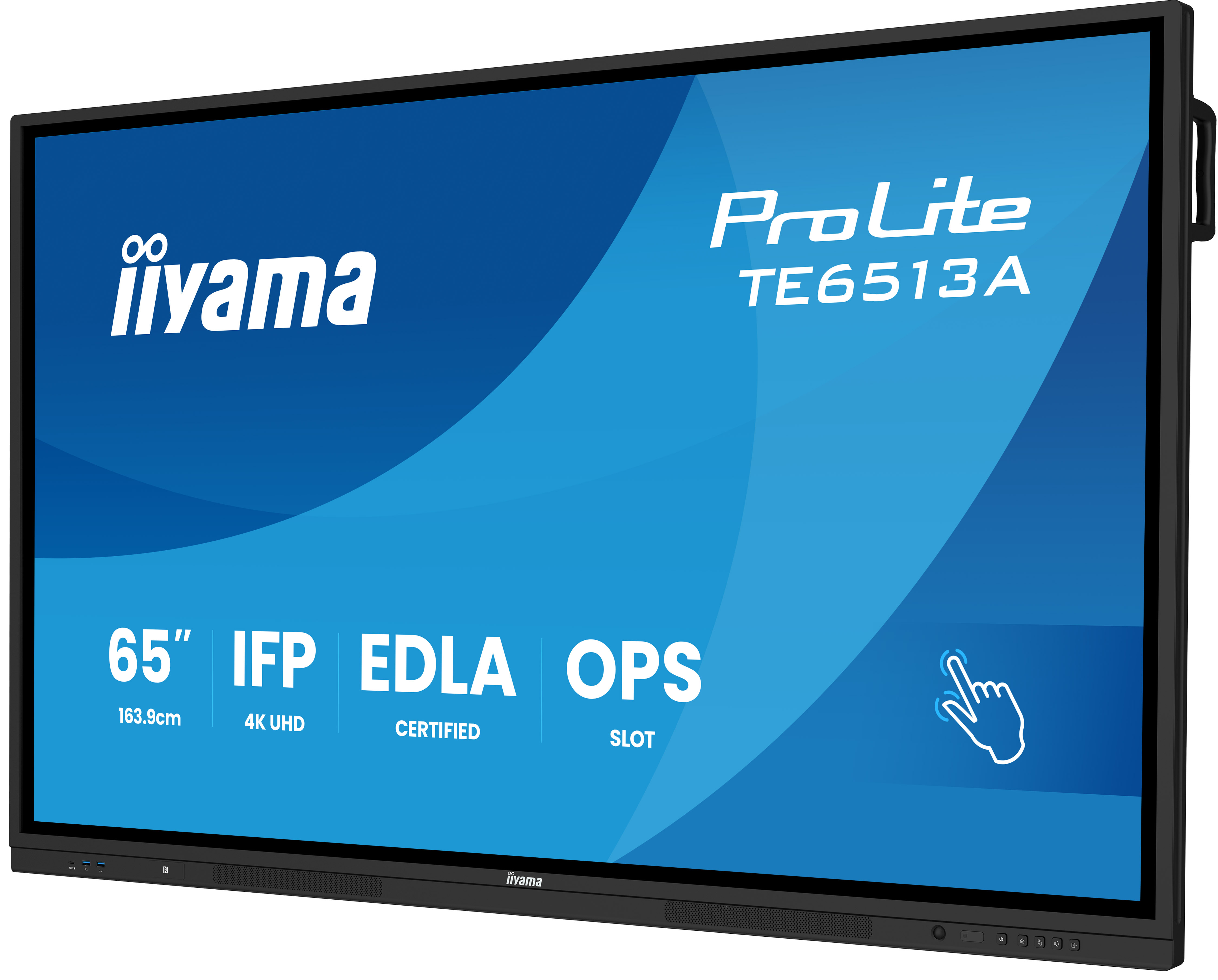 iiyama TE6513A-B2AG Écran d'affichage dynamique 163,8 cm (64.5") Wifi 500 cd/m² 4K Ultra HD Écran tactile Intégré dans le processeur Android