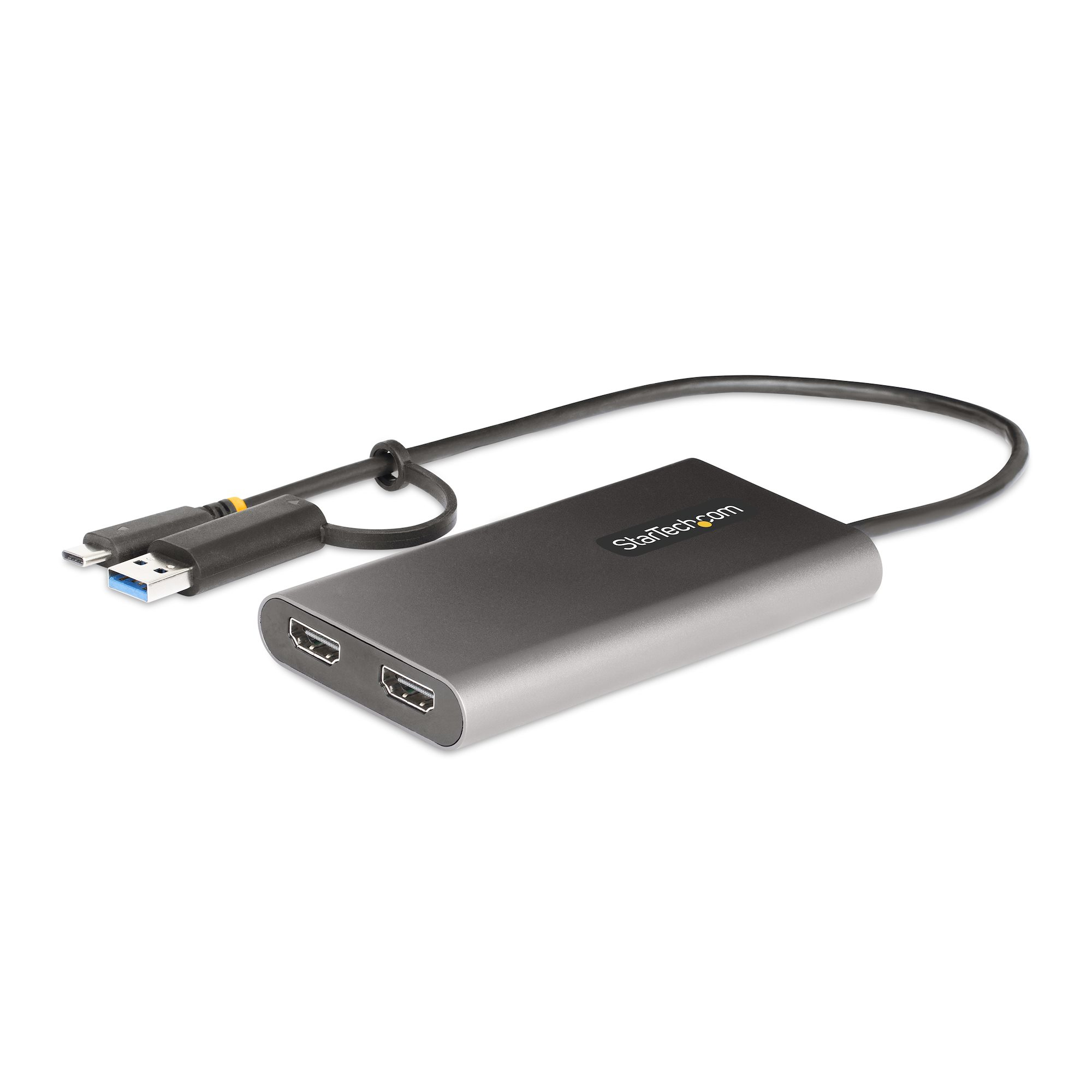 StarTech.com Adaptateur USB-C vers Double HDMI - USB-C ou A vers 2x HDMI - 4K 60Hz - 100W Power Delivery Pass-Through - Adaptateur Vidéo avec Câble Intégré de 30cm - Convertisseur USB-C vers HDMI pour PC Portable StarTech.com Adaptateur USB-C vers Double HDMI - USB-C ou A vers 2x HDMI - 4K 60Hz - 100W Power Delivery Pass-Through - Adaptateur Vidéo avec Câble Intégré de 30cm - Convertisseur USB-C vers HDMI pour PC Portable