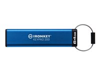 Kingston Technology IronKey Keypad 200 lecteur USB flash 64 Go USB Type-A 3.2 Gen 1 (3.1 Gen 1) Bleu