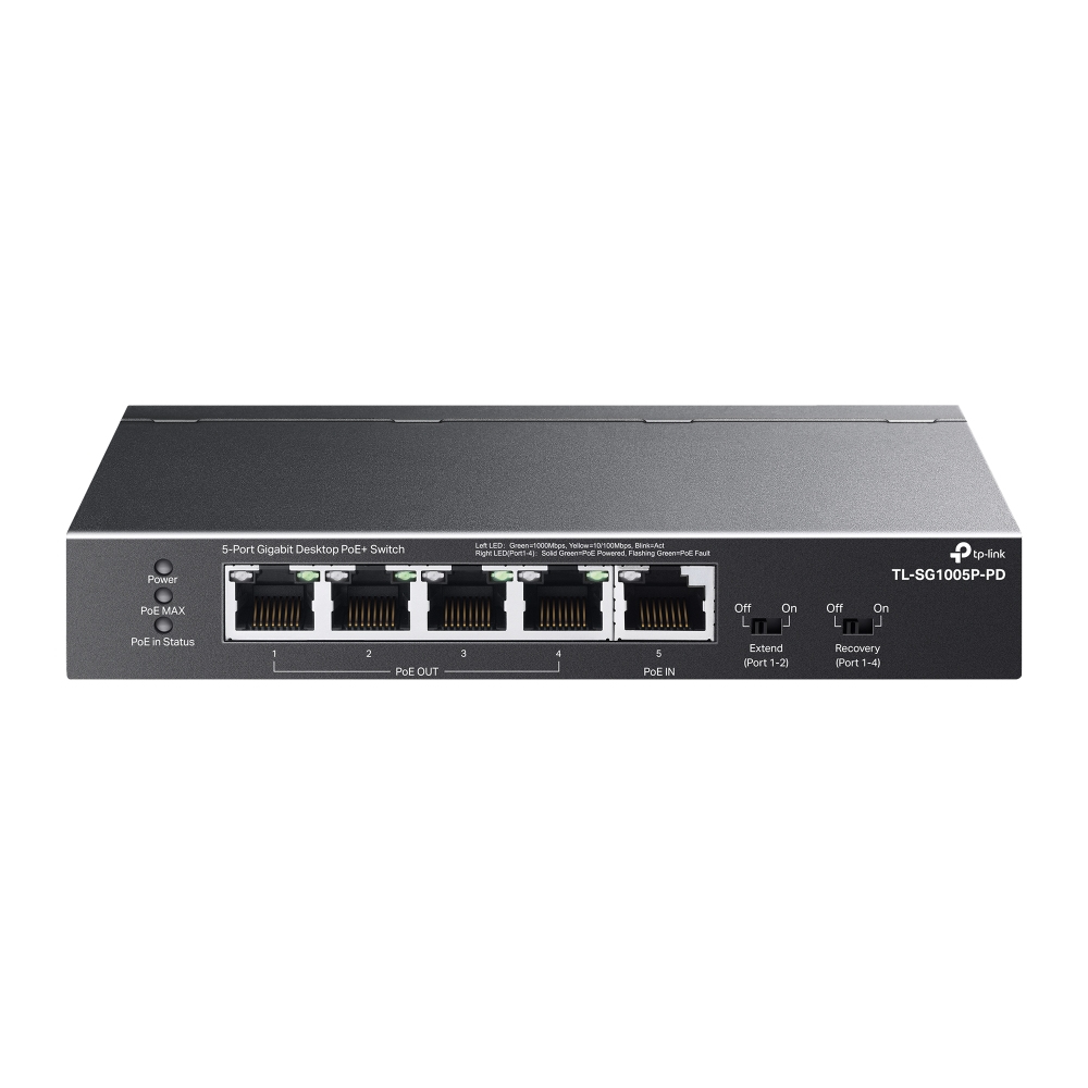 TP-Link TL-SG1005P-PD commutateur réseau Gigabit Ethernet (10/100/1000) Connexion Ethernet, supportant l'alimentation via ce port (PoE) Noir TP-Link TL-SG1005P-PD commutateur réseau Gigabit Ethernet (10/100/1000) Connexion Ethernet, supportant l'alimentation via ce port (PoE) Noir