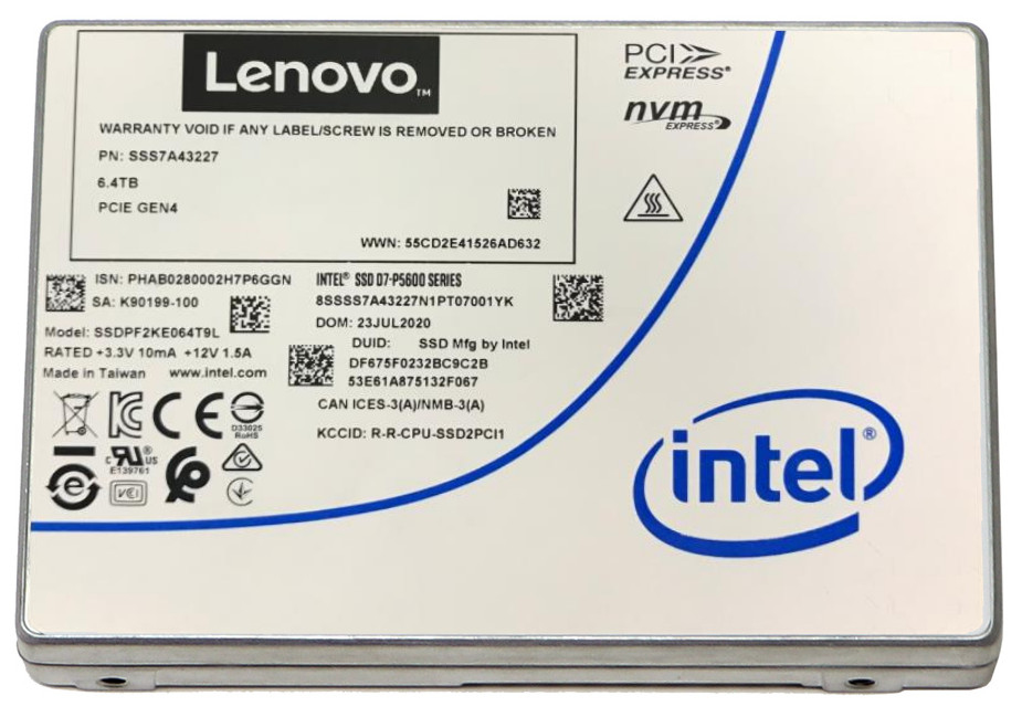 Lenovo 4XB7A17130 disque SSD 2.5" 3200 Go PCI Express 4.0 TLC 3D NAND NVMe Lenovo 4XB7A17130 disque SSD 2.5" 3200 Go PCI Express 4.0 TLC 3D NAND NVMe