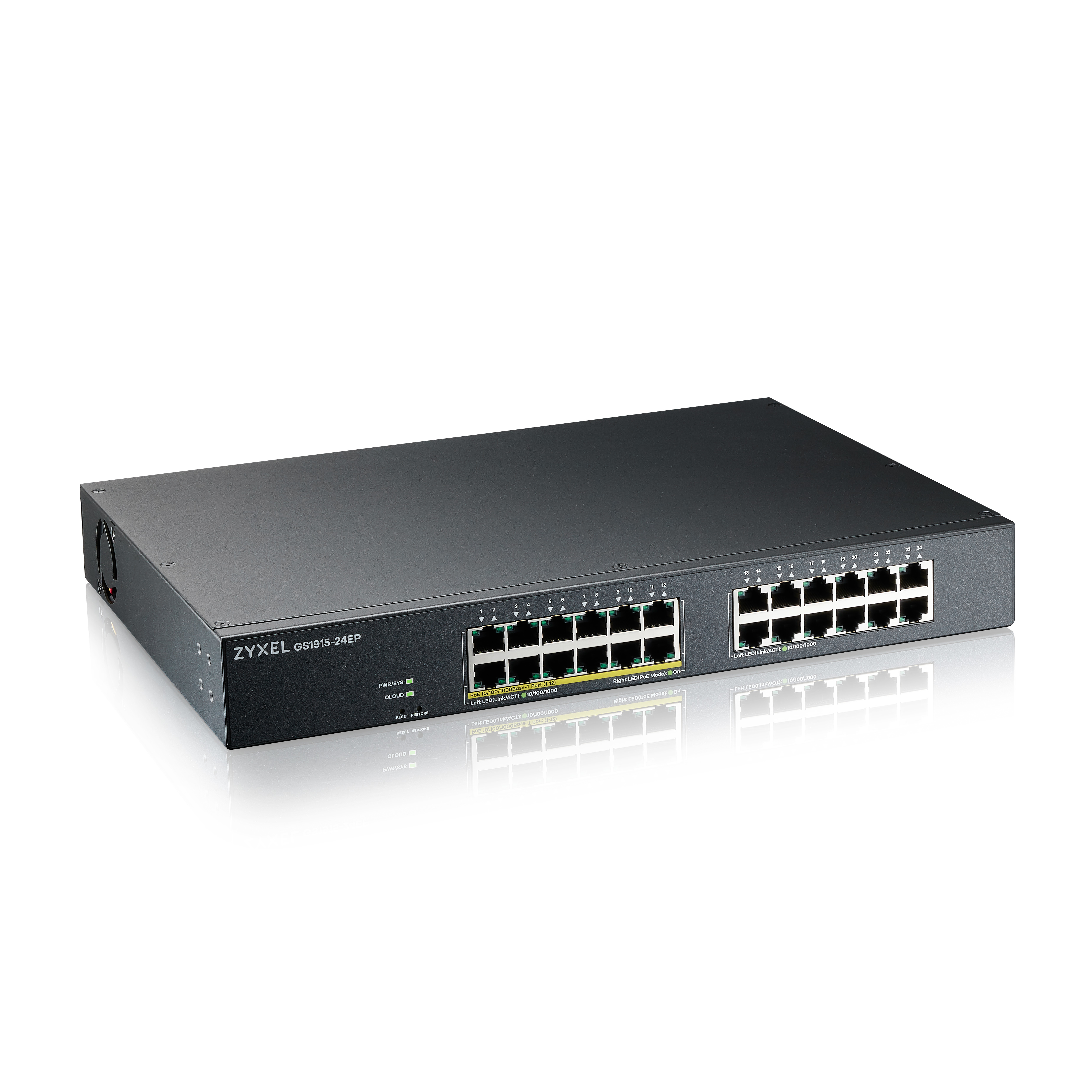 Zyxel GS1915-24EP Géré L2 Gigabit Ethernet (10/100/1000) Connexion Ethernet, supportant l'alimentation via ce port (PoE) 1U Noir Zyxel GS1915-24EP Géré L2 Gigabit Ethernet (10/100/1000) Connexion Ethernet, supportant l'alimentation via ce port (PoE) 1U Noir