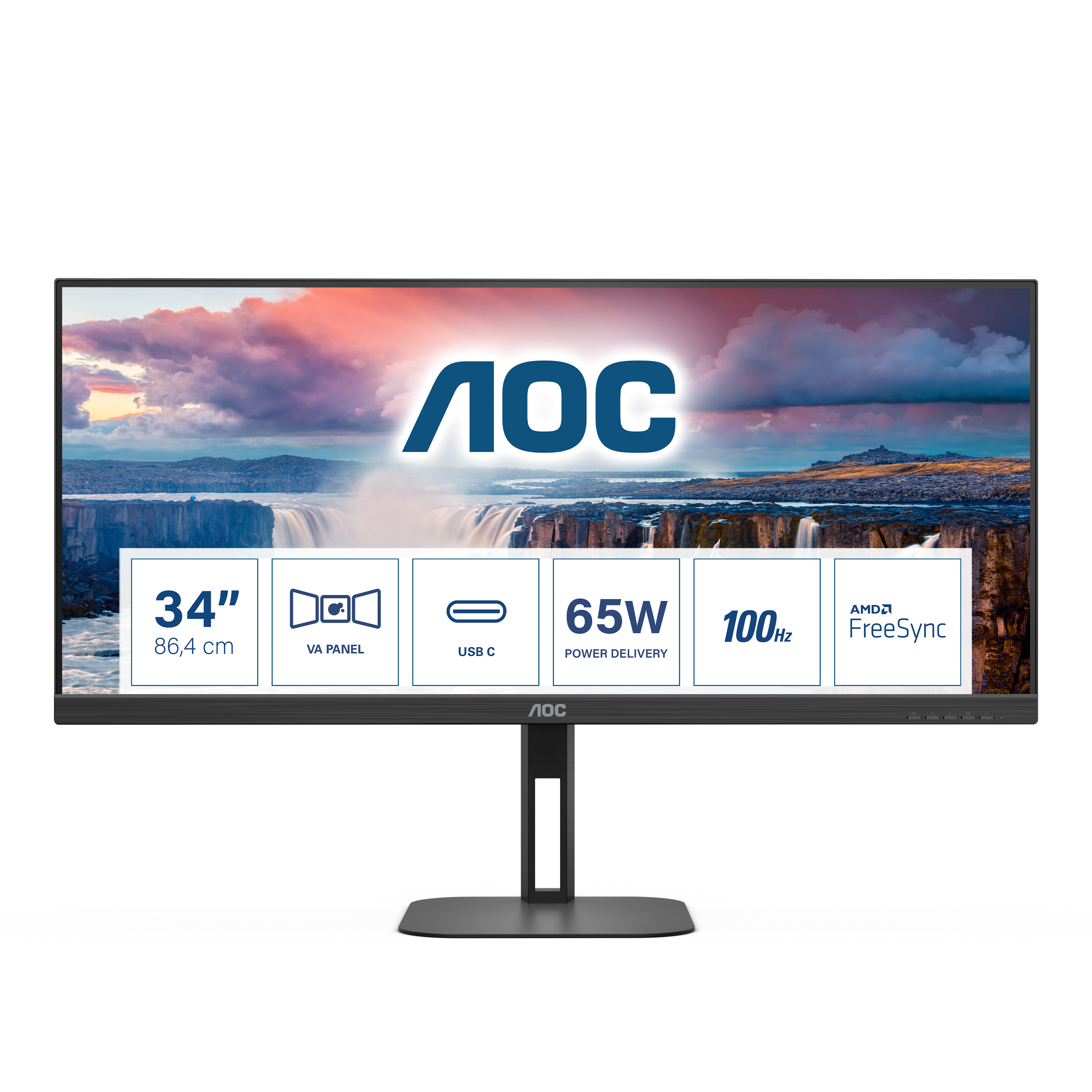 AOC V5 U34V5C/BK écran plat de PC 86,4 cm (34") 3440 x 1440 pixels UltraWide Quad HD LCD Noir AOC V5 U34V5C/BK écran plat de PC 86,4 cm (34") 3440 x 1440 pixels UltraWide Quad HD LCD Noir