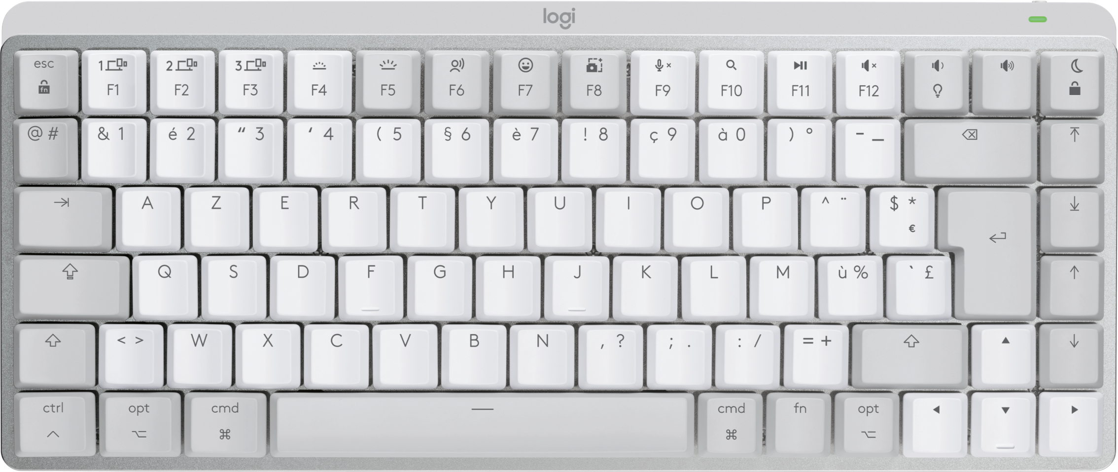 Logitech MX Mini Mechanical for Mac clavier Bluetooth AZERTY Français Gris, Blanc Logitech MX Mini Mechanical for Mac clavier Bluetooth AZERTY Français Gris, Blanc