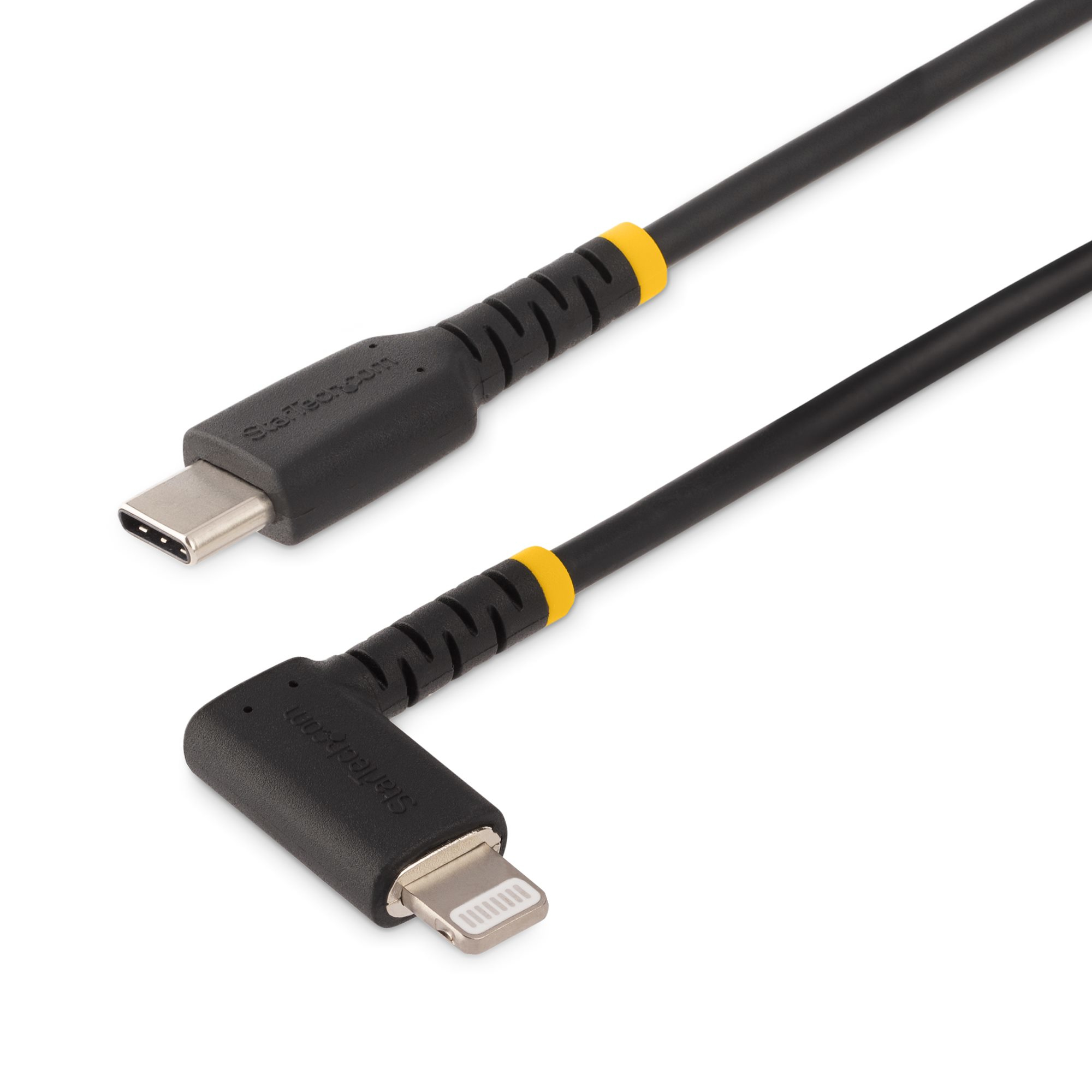 StarTech.com Câble USB-C vers Lightning de 2m - Cordon de Charge/Syncronisation USB Type-C vers Lightning en Fibre Aramide à Angle Droit - Chargeur USB C à Lightning - Certifié Apple Mfi - Câble USB C vers Iphone