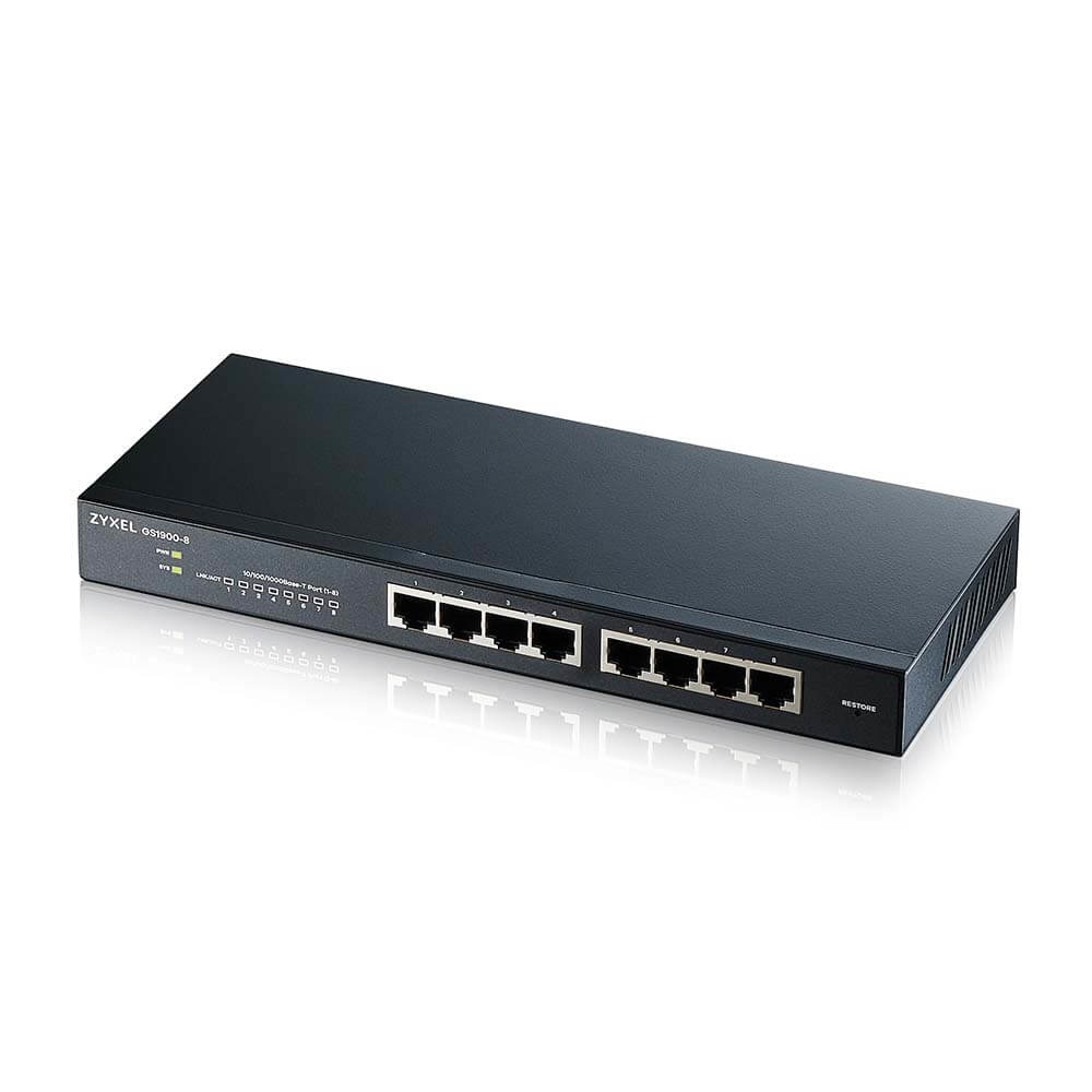 Zyxel GS1900-8 Géré L2 Gigabit Ethernet (10/100/1000) Noir Zyxel GS1900-8 Géré L2 Gigabit Ethernet (10/100/1000) Noir