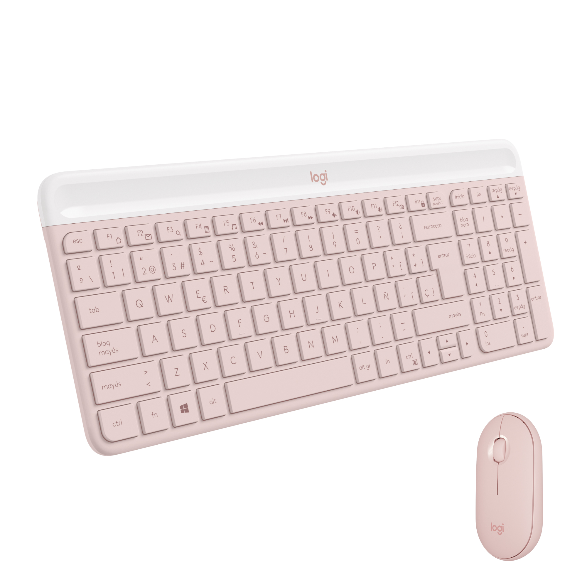 Logitech MK470 Slim Combo clavier Souris incluse RF sans fil QWERTY Espagnole Rose Logitech MK470 Slim Combo clavier Souris incluse RF sans fil QWERTY Espagnole Rose