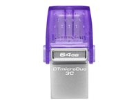 Kingston Technology DataTraveler microDuo 3C lecteur USB flash 64 Go USB Type-A / USB Type-C 3.2 Gen 1 (3.1 Gen 1) Violet, Acier inoxydable Kingston Technology DataTraveler microDuo 3C lecteur USB flash 64 Go USB Type-A / USB Type-C 3.2 Gen 1 (3.1 Gen 1) Violet, Acier inoxydable