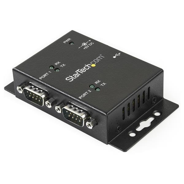 StarTech.com Hub adaptateur industriel USB vers série 2 ports à fixation murale avec clips de rail DIN StarTech.com Hub adaptateur industriel USB vers série 2 ports à fixation murale avec clips de rail DIN