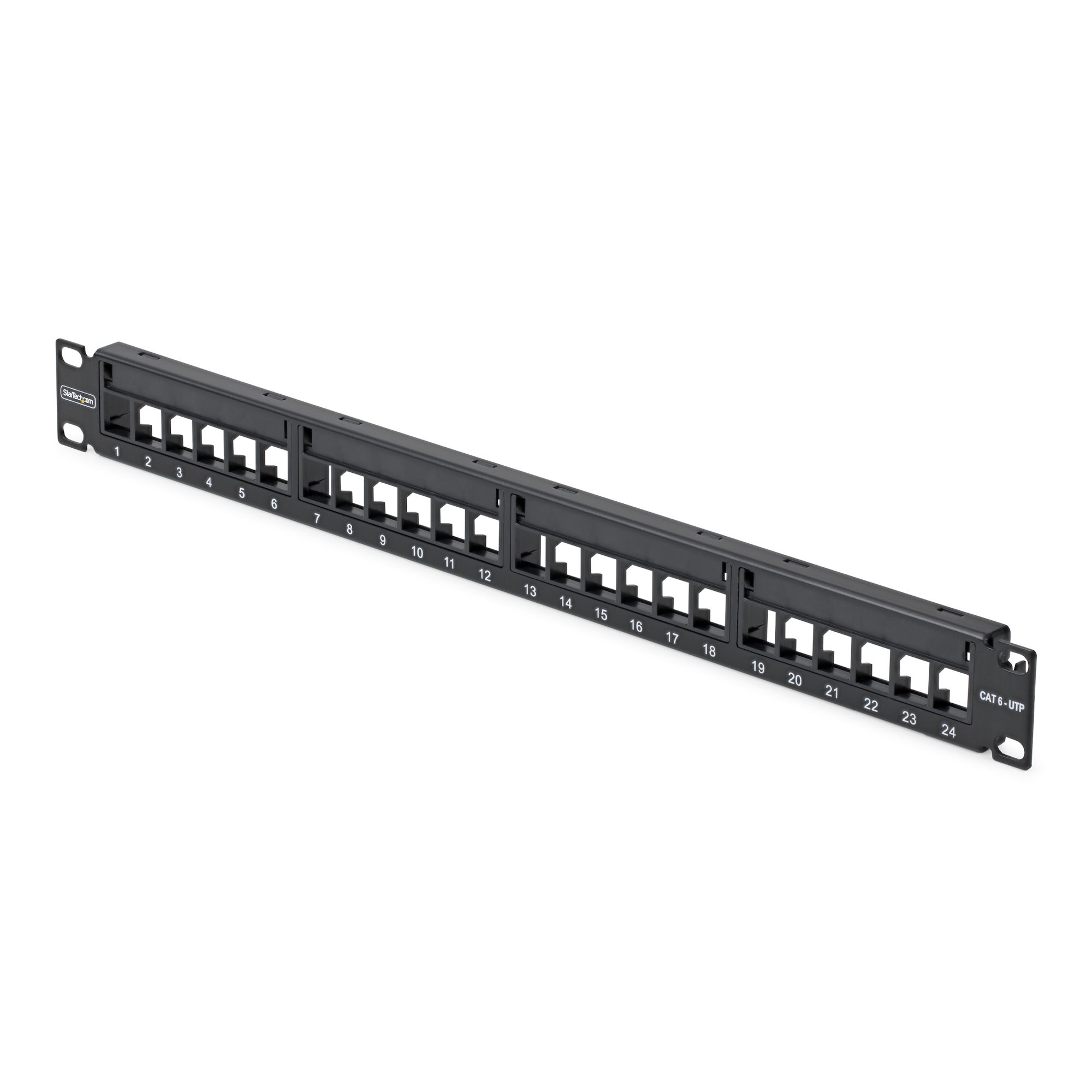 StarTech.com Panneau de Brassage Keystone Vierge 24 Ports 1U avec Barre de Gestion des Câbles, Panneau Patch Cat6 Monté en Rack pour Prises Réseau Ethernet RJ45 UTP