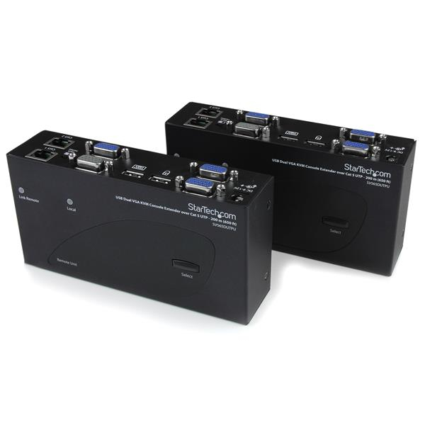 StarTech.com Switch Commutateur KVM USB VGA double 200m 2 x cable UTP Cat 5 -Transmetteur KVM Extendeur de console StarTech.com Switch Commutateur KVM USB VGA double 200m 2 x cable UTP Cat 5 -Transmetteur KVM Extendeur de console