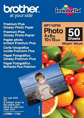 Brother BP71GP50 Premium Glossy Photo Paper papier photos Blanc