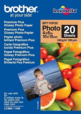 Brother BP71GP20 Premium Glossy Photo Paper papier photos Blanc