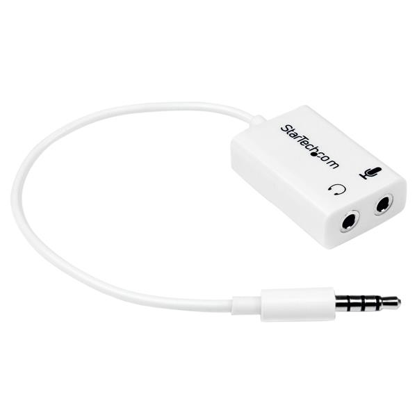 StarTech.com Adaptateur pour casque avec prises pour écouteur et microphone séparées - Mini-Jack 3,5mm 1x (M) 2x (F) - Blanc StarTech.com Adaptateur pour casque avec prises pour écouteur et microphone séparées - Mini-Jack 3,5mm 1x (M) 2x (F) - Blanc