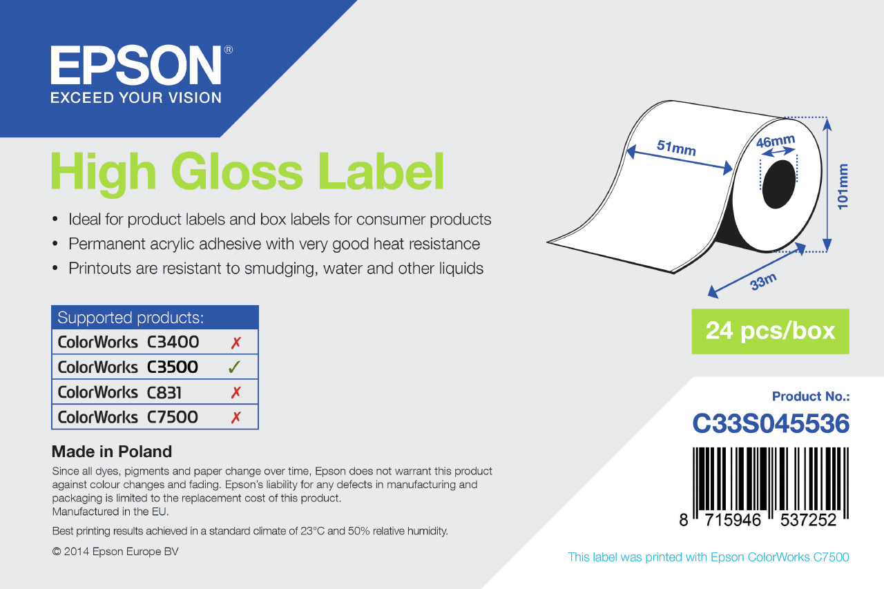 High Gloss Label - Continuous High Gloss Label - Continuous