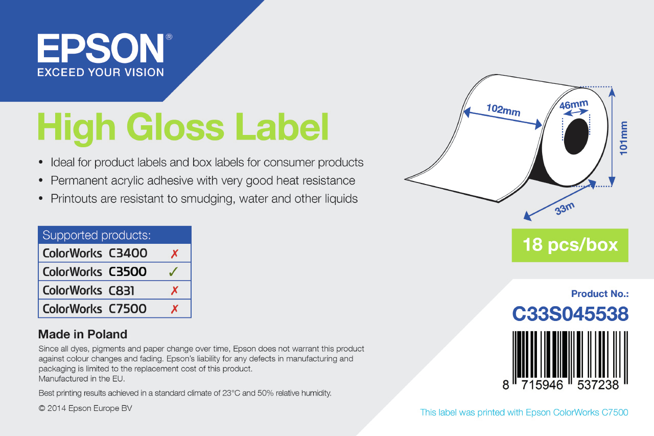 High Gloss Label - Continuous High Gloss Label - Continuous
