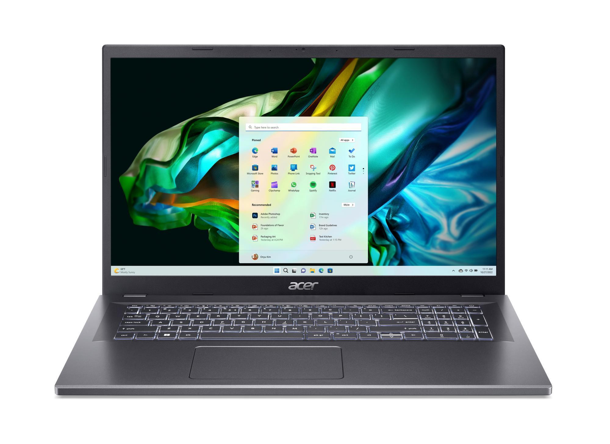 Acer Aspire 5 17 A517-58GM-56RD Intel® Core™ i5 i5-1335U Ordinateur portable 43,9 cm (17.3") Full HD 16 Go DDR4-SDRAM 512 Go SSD NVIDIA GeForce RTX 2050 Wi-Fi 6E (802.11ax) Windows 11 Pro Gris Acer Aspire 5 17 A517-58GM-56RD Intel® Core™ i5 i5-1335U Ordinateur portable 43,9 cm (17.3") Full HD 16 Go DDR4-SDRAM 512 Go SSD NVIDIA GeForce RTX 2050 Wi-Fi 6E (802.11ax) Windows 11 Pro Gris