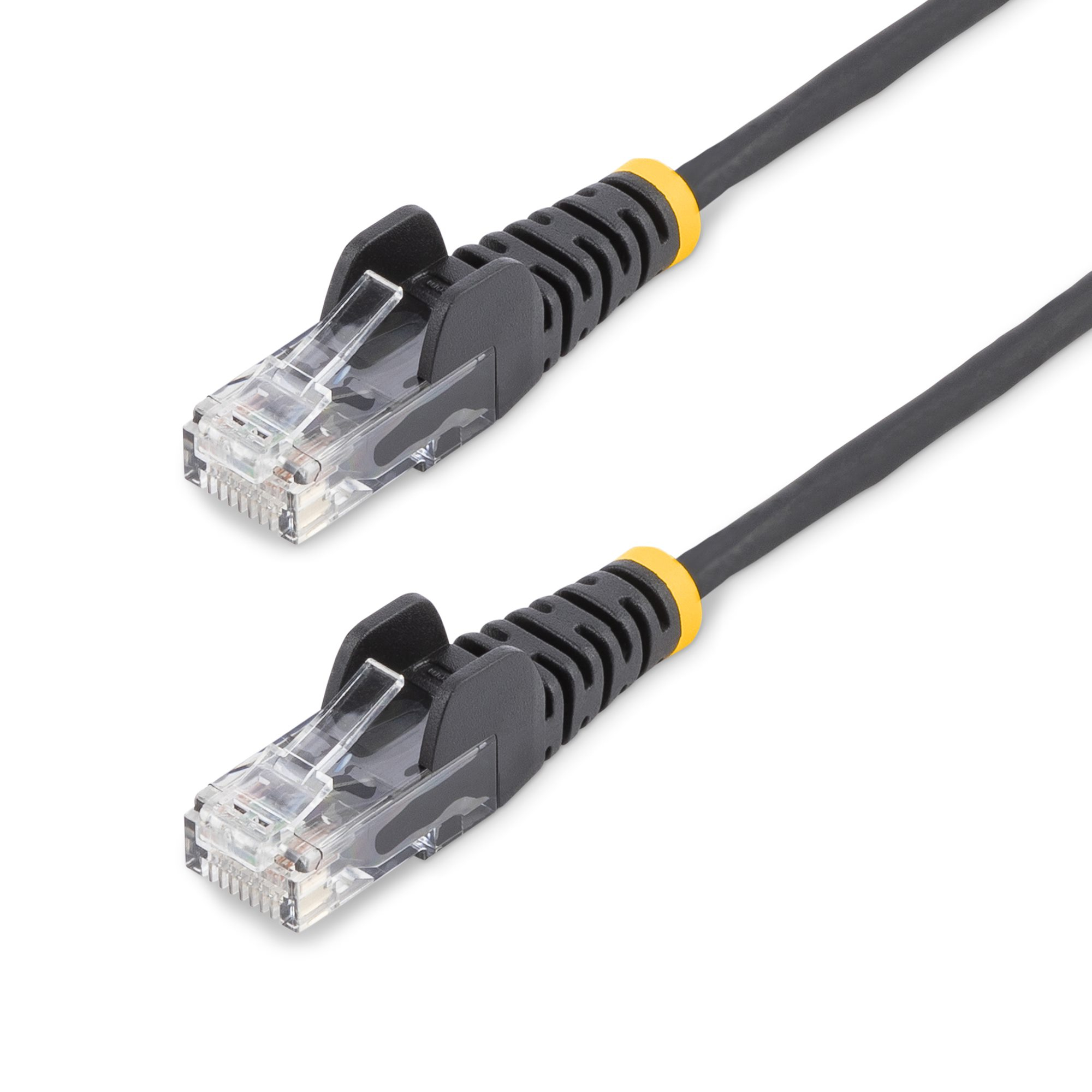StarTech.com Câble Ethernet CAT6 Noir Fin de 15m, Sans Accroc, 100W PoE, UTP, LSZH, Fil de Cuivre Pur 28AWG, Cordon Patch Réseau RJ45 avec Serre-Câble, Contrôlé Fluke