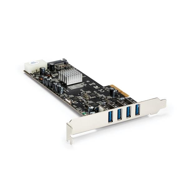 StarTech.com Carte contrôleur PCI Express à 4 ports USB 3.0 avec 4 voies dédiées de 5 Gb/s, UASP et alimentation SATA / LP4 StarTech.com Carte contrôleur PCI Express à 4 ports USB 3.0 avec 4 voies dédiées de 5 Gb/s, UASP et alimentation SATA / LP4