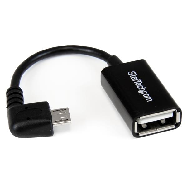 StarTech.com Câble adaptateur Micro USB à angle droit vers USB Host OTG de 12cm - Mâle / Femelle StarTech.com Câble adaptateur Micro USB à angle droit vers USB Host OTG de 12cm - Mâle / Femelle