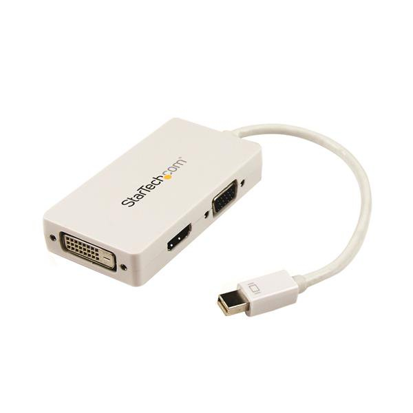StarTech.com Adaptateur de voyage Mini DisplayPort vers VGA / DVI / HDMI - Convertisseur vidéo 3-en-1 - Blanc StarTech.com Adaptateur de voyage Mini DisplayPort vers VGA / DVI / HDMI - Convertisseur vidéo 3-en-1 - Blanc