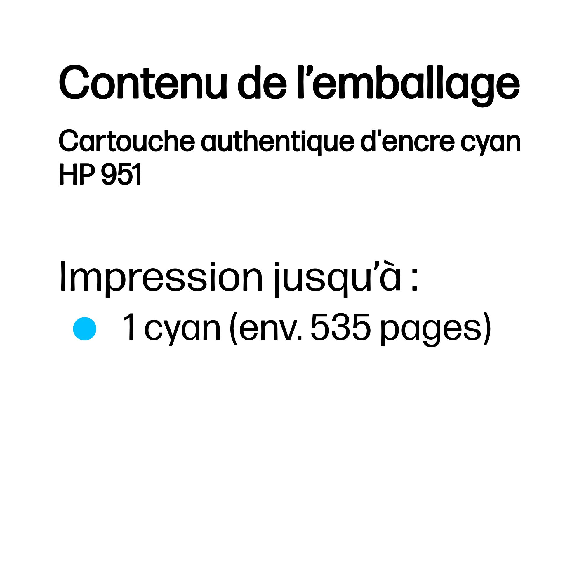 HP Cartouche authentique d'encre cyan 951