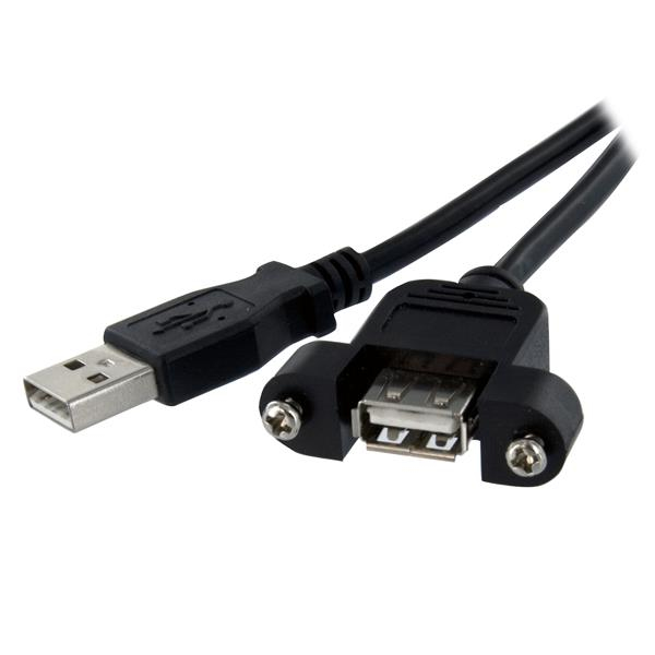 StarTech.com Rallonge de câble USB 2.0 à montage sur panneau / goulotte A vers A de 60cm - F/M - Noir StarTech.com Rallonge de câble USB 2.0 à montage sur panneau / goulotte A vers A de 60cm - F/M - Noir