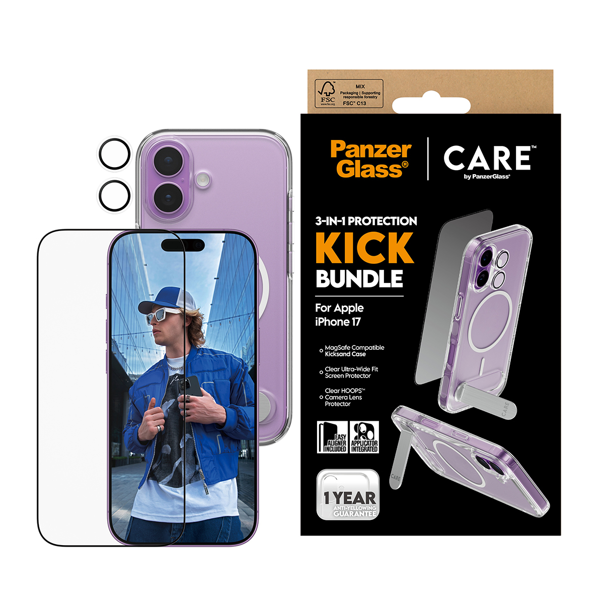  CARE by ® 3-in-1 Feature Kick Bundle iPhone 17 Protection d'écran transparent Apple 1 pièce(s)