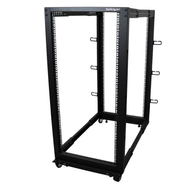 StarTech.com Rack serveur 25U à profondeur réglable et cadre ouvert à 4 montants avec roulettes et crochets de gestion de câbles StarTech.com Rack serveur 25U à profondeur réglable et cadre ouvert à 4 montants avec roulettes et crochets de gestion de câbles