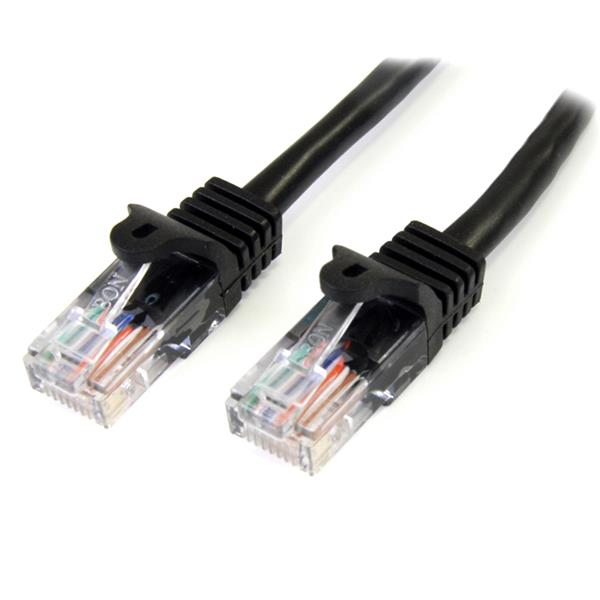 StarTech.com Câble réseau Cat5e UTP sans crochet de 1m - Cordon Ethernet RJ45 anti-accroc - M/M - Noir