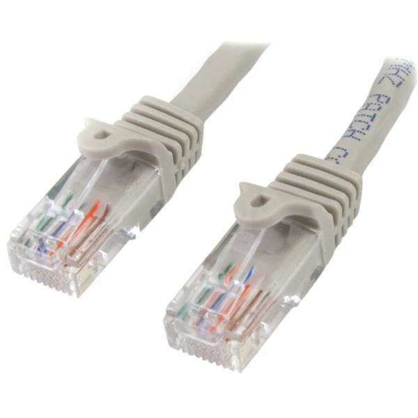 StarTech.com Câble réseau Cat5e UTP sans crochet de 1m - Cordon Ethernet RJ45 anti-accroc - M/M - Gris