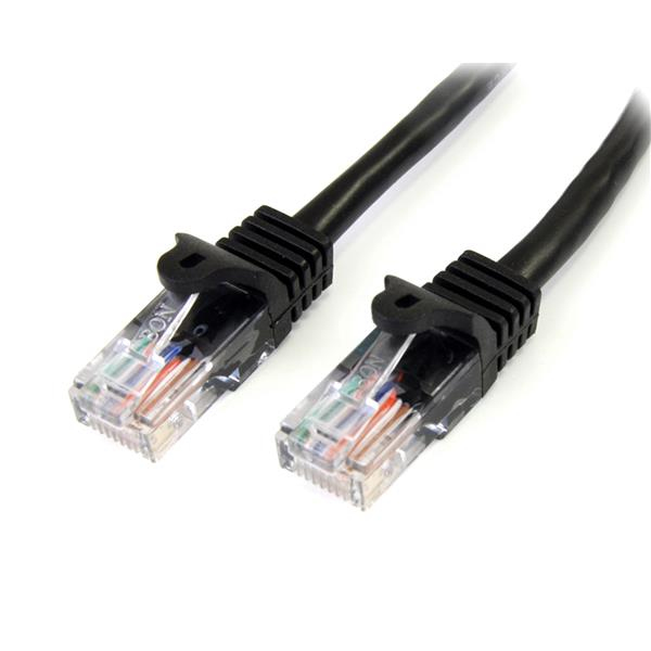 StarTech.com Câble réseau Cat5e UTP sans crochet de 2m - Cordon Ethernet RJ45 anti-accroc - M/M - Noir