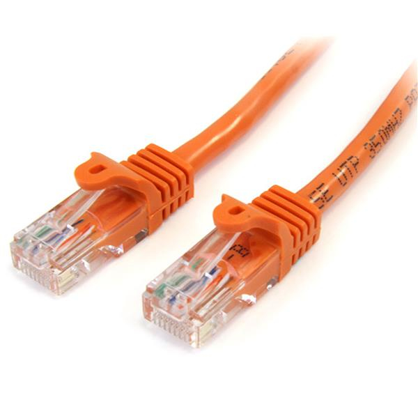 StarTech.com Câble réseau Cat5e UTP sans crochet de 3m - Cordon Ethernet RJ45 anti-accroc - M/M - Orange