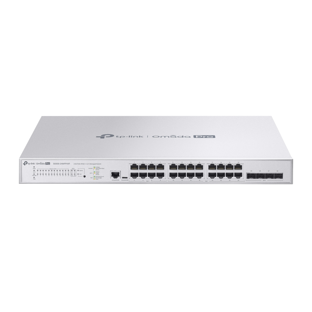 TP-Link Omada Pro S5500-24MPP4XF commutateur réseau Géré L2/L2+ Gigabit Ethernet (10/100/1000) Connexion Ethernet, supportant l'alimentation via ce port (PoE) Gris TP-Link Omada Pro S5500-24MPP4XF commutateur réseau Géré L2/L2+ Gigabit Ethernet (10/100/1000) Connexion Ethernet, supportant l'alimentation via ce port (PoE) Gris