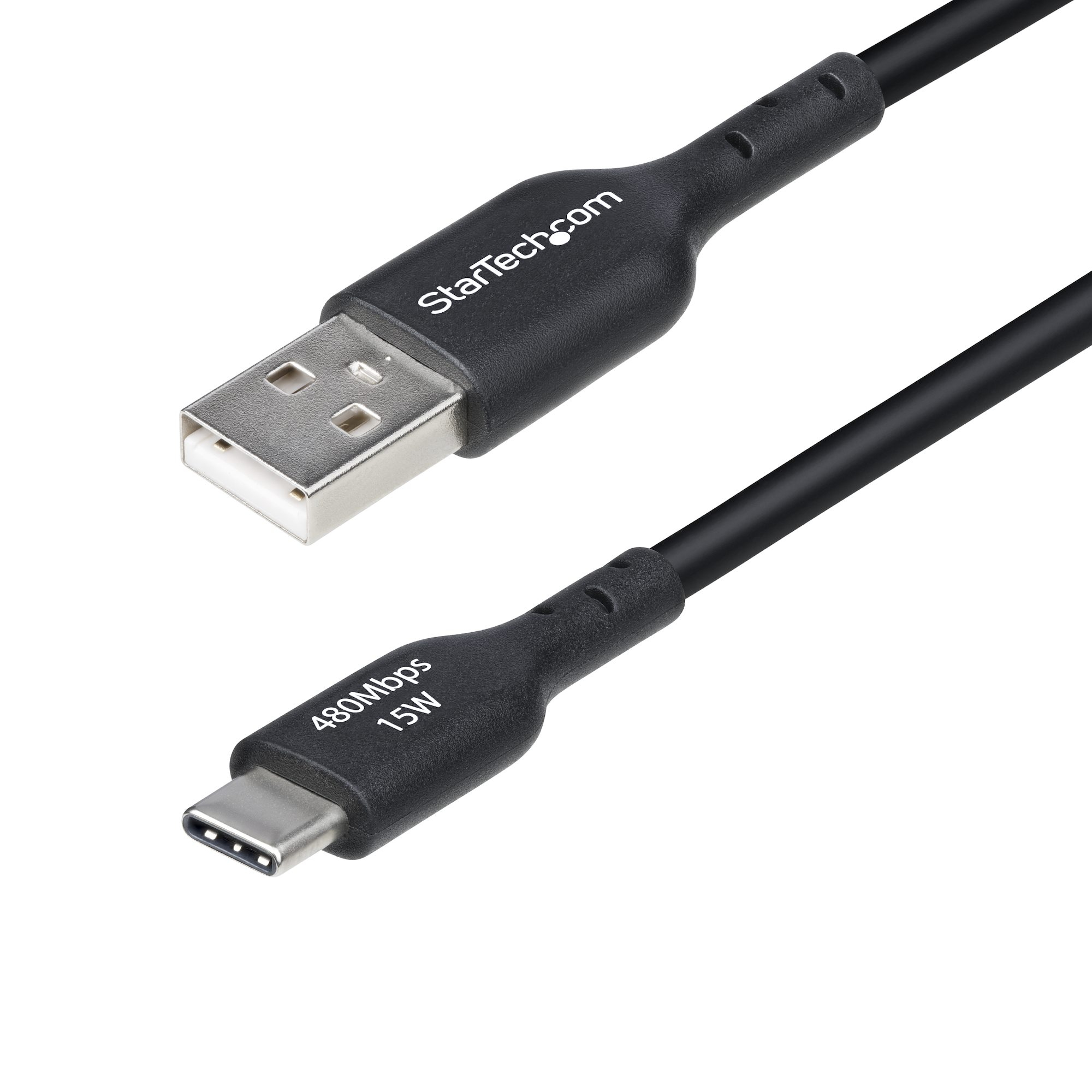 StarTech.com Câble de Charge USB-A vers USB-C de 2m, Charge et Synchronisation, 3A, USB 2.0, Gaine TPE - Cordon de Charge USB Noir