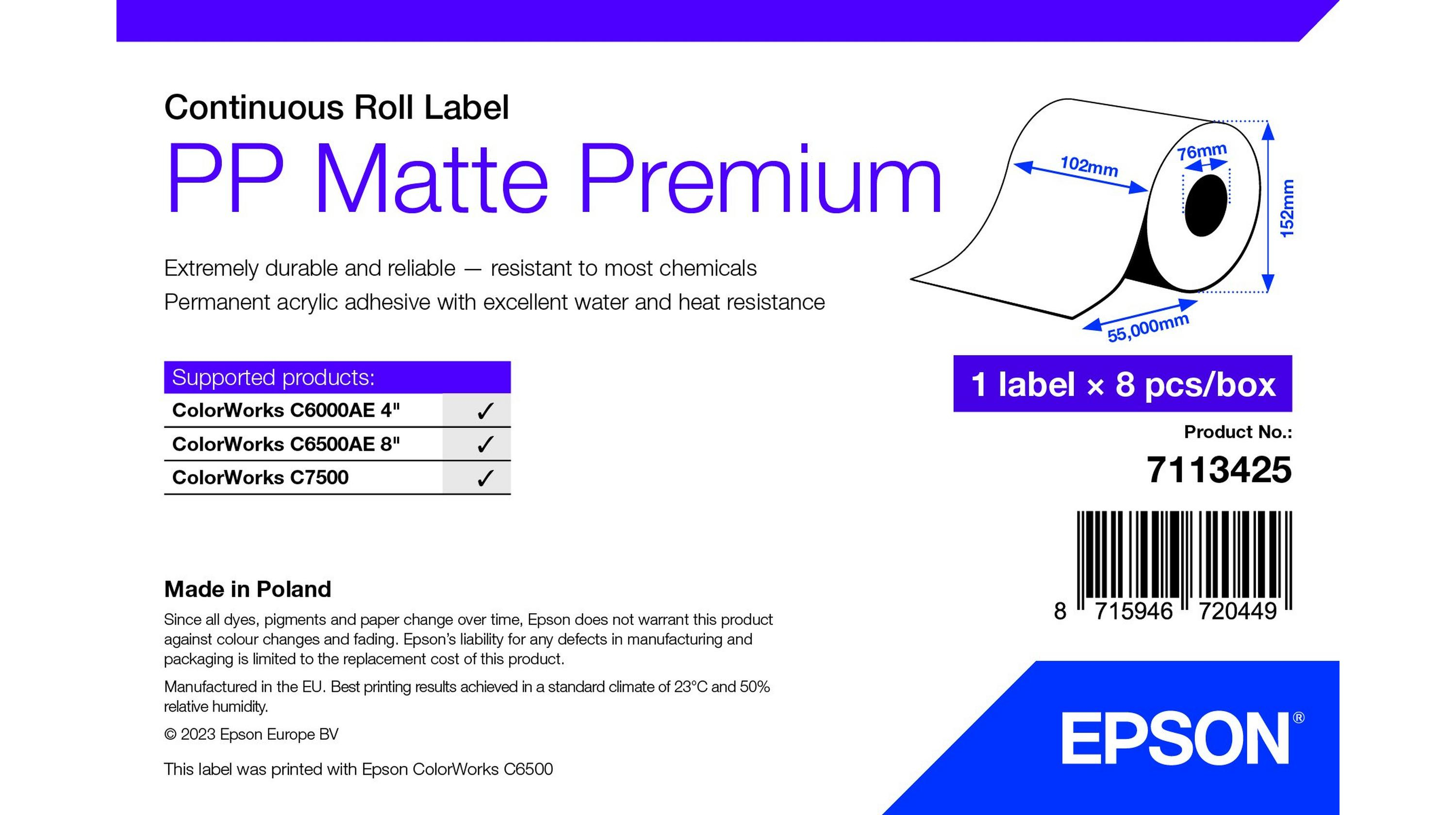 Epson 7113425 étiquette à imprimer Blanc Imprimante d'étiquette adhésive Epson 7113425 étiquette à imprimer Blanc Imprimante d'étiquette adhésive