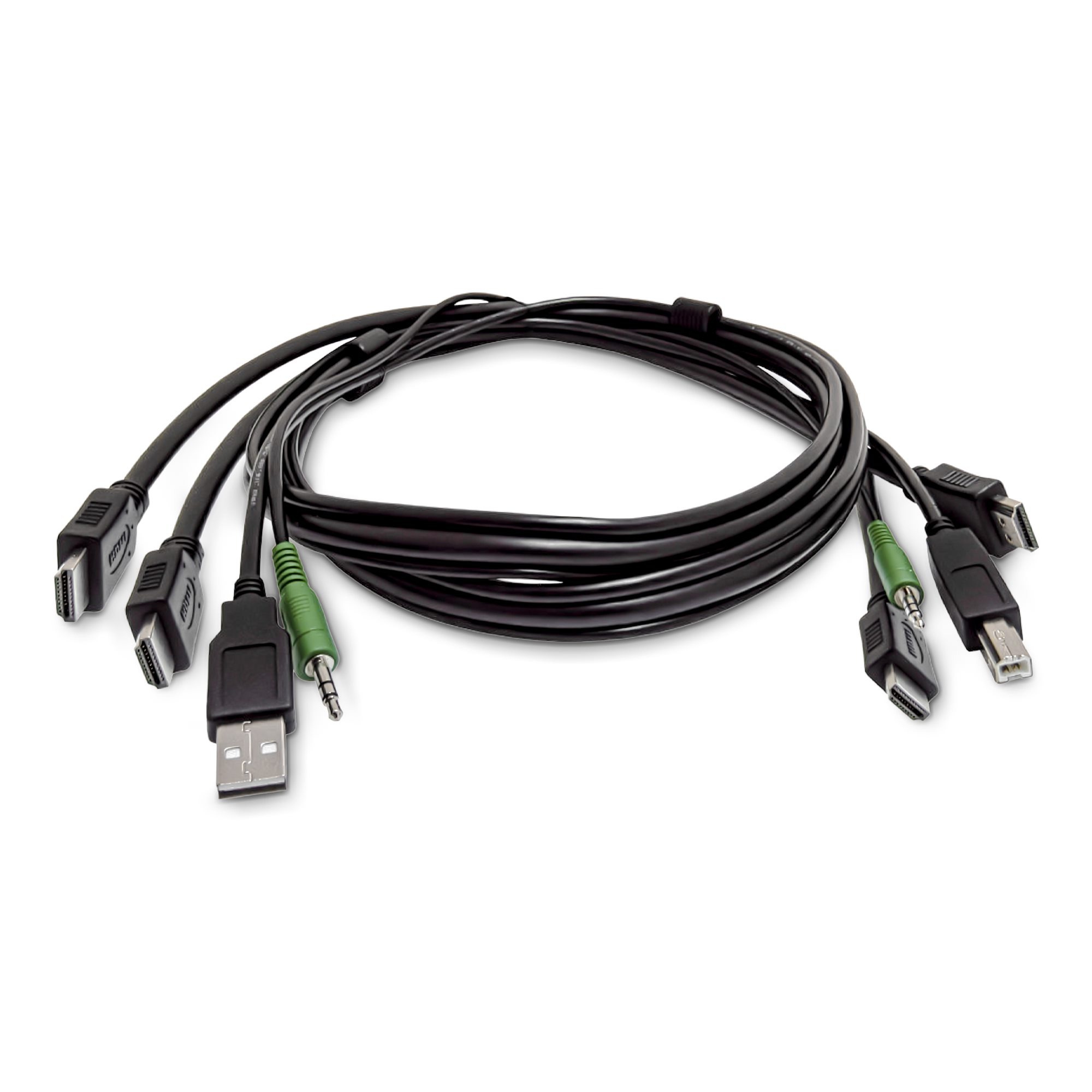 StarTech.com Câble KVM Double HDMI de 1,8 m, USB 2.0, Audio 3,5 mm, Câble Combiné Universellement Compatible pour Switch KVM, Conforme TAA