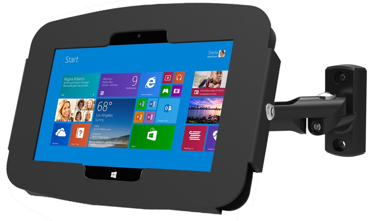 Compulocks Swing Arm Surface Pro7 / Galaxy TabPro S Wall Mount Kiosk Black Compulocks Swing Arm Surface Pro7 / Galaxy TabPro S Wall Mount Kiosk Black