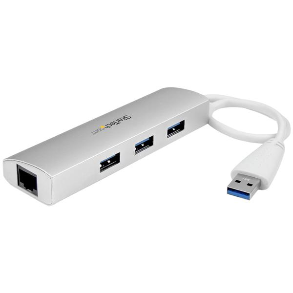 StarTech.com Hub USB 3.0 portable à 3 ports avec Gigabit Ethernet StarTech.com Hub USB 3.0 portable à 3 ports avec Gigabit Ethernet