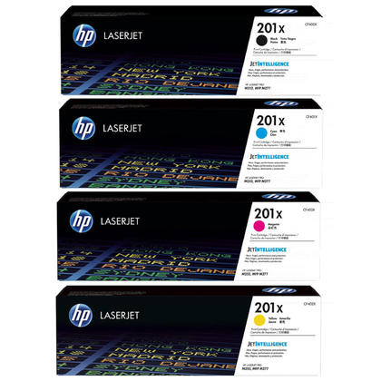 HP 201X High Yield B/C/Y/M Original LaserJet Toner Cartridges Cartouche de toner Noir, Cyan, Magenta, Jaune HP 201X High Yield B/C/Y/M Original LaserJet Toner Cartridges Cartouche de toner Noir, Cyan, Magenta, Jaune
