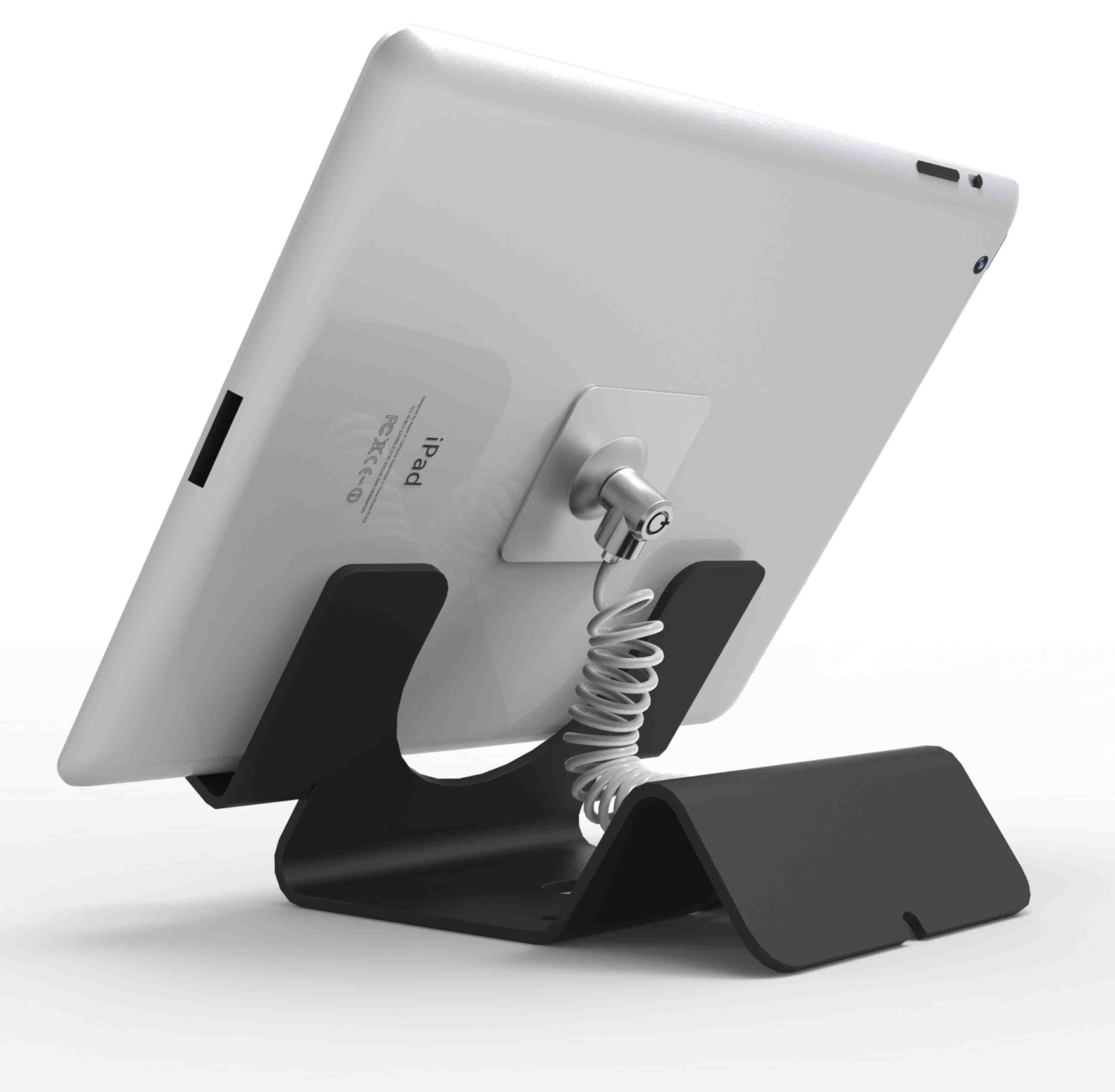 Compulocks Universal Tablet Holder Keyed Coiled Cable Lock Black Compulocks Universal Tablet Holder Keyed Coiled Cable Lock Black