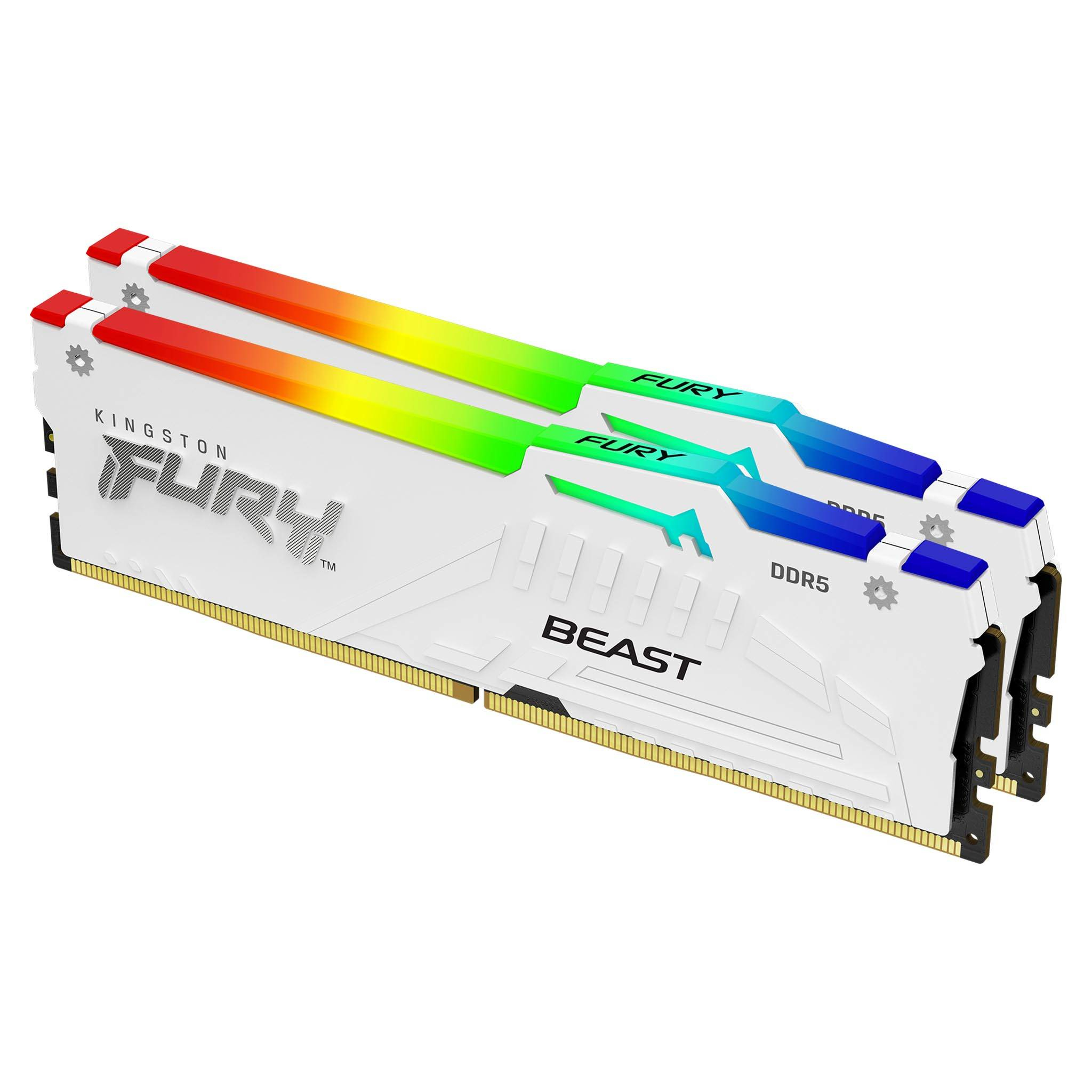 Kingston Technology FURY Beast 64GB 6000MT/s DDR5 CL30 DIMM (Kits de 2) White RGB XMP Kingston Technology FURY Beast 64GB 6000MT/s DDR5 CL30 DIMM (Kits de 2) White RGB XMP