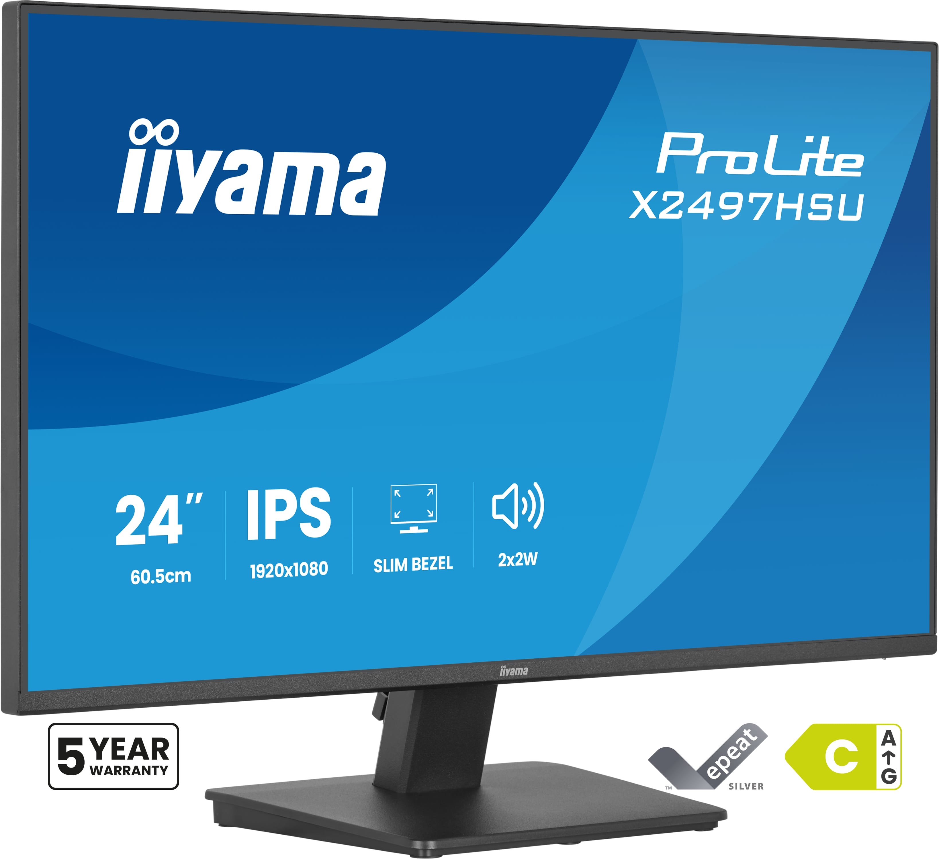 iiyama ProLite X2497HSU-B1 écran plat de PC 60,5 cm (23.8") 1920 x 1080 pixels Full HD Noir