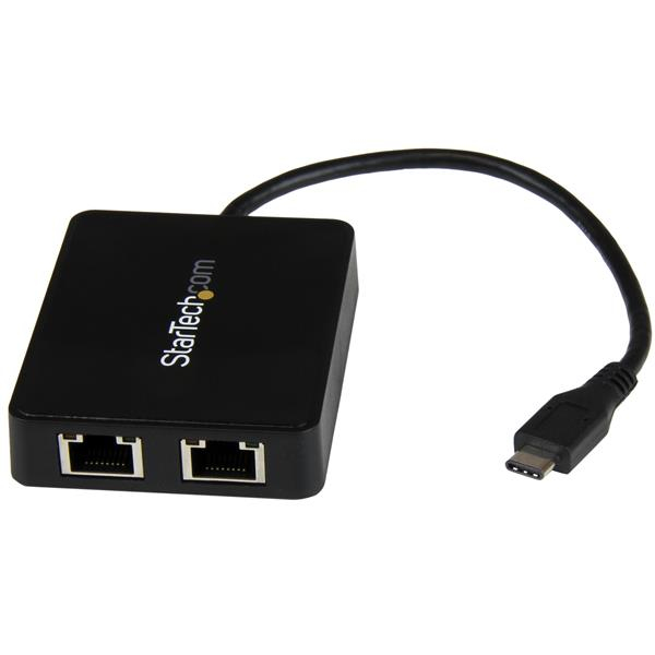StarTech.com Adaptateur réseau USB-C vers 2 ports Gigabit Ethernet avec port USB 3.0 (Type-A) (US1GC301AU2R)