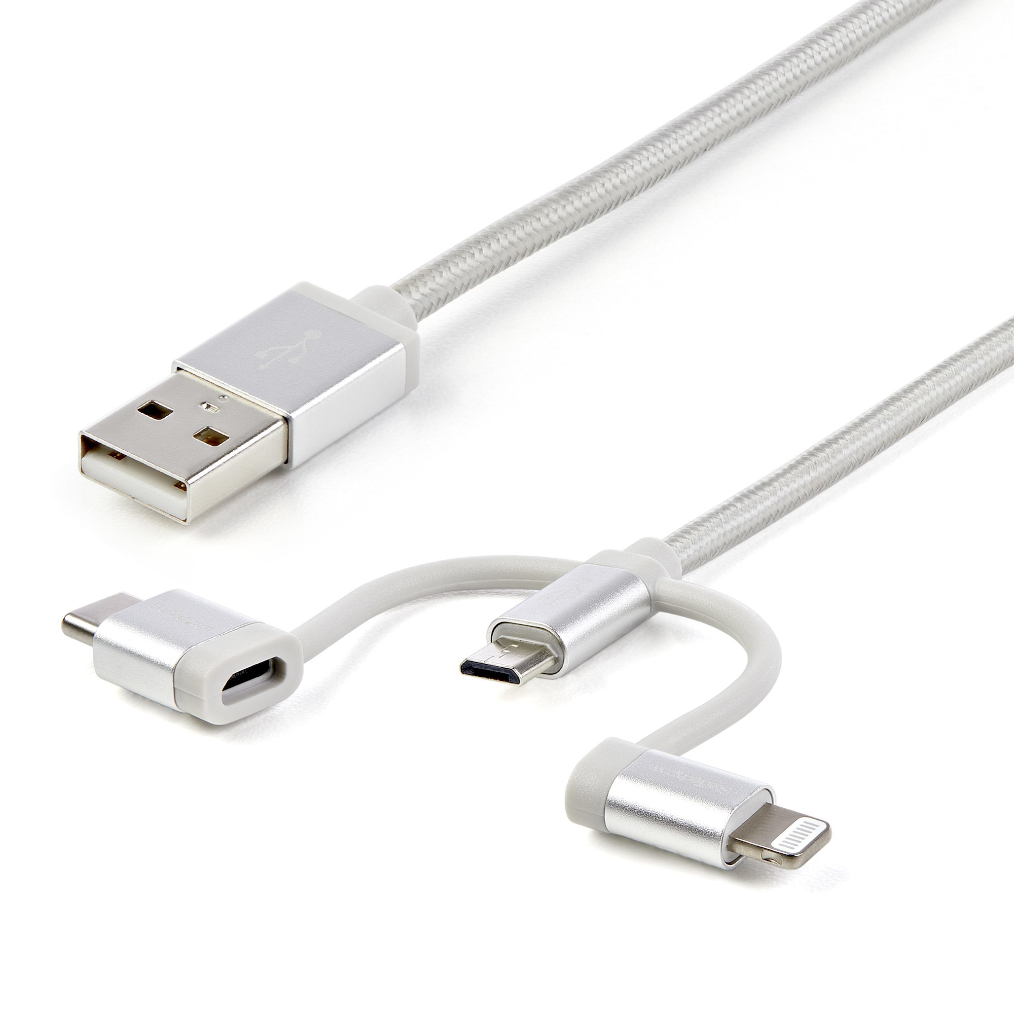 StarTech.com Câble multi chargeur USB de 1 m - Lightning USB-C Micro-B - Tressé StarTech.com Câble multi chargeur USB de 1 m - Lightning USB-C Micro-B - Tressé