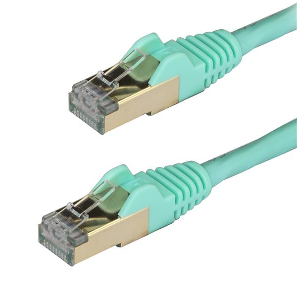 StarTech.com Câble réseau Cat6a STP blindé sans crochet de 3 m - Aqua