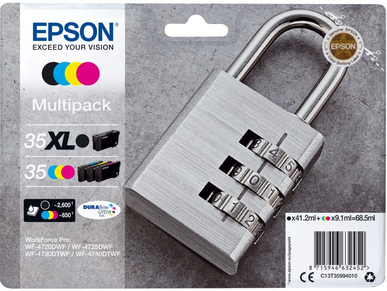 Epson Padlock 35XL cartouche d'encre 1 pièce(s) Original Rendement élevé (XL) Noir, Cyan, Magenta, Jaune