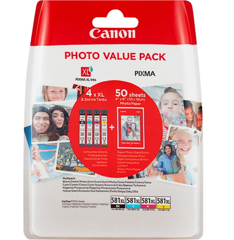 Canon CLI-581XL C/M/Y/BK Photo Value Pack Canon CLI-581XL C/M/Y/BK Photo Value Pack