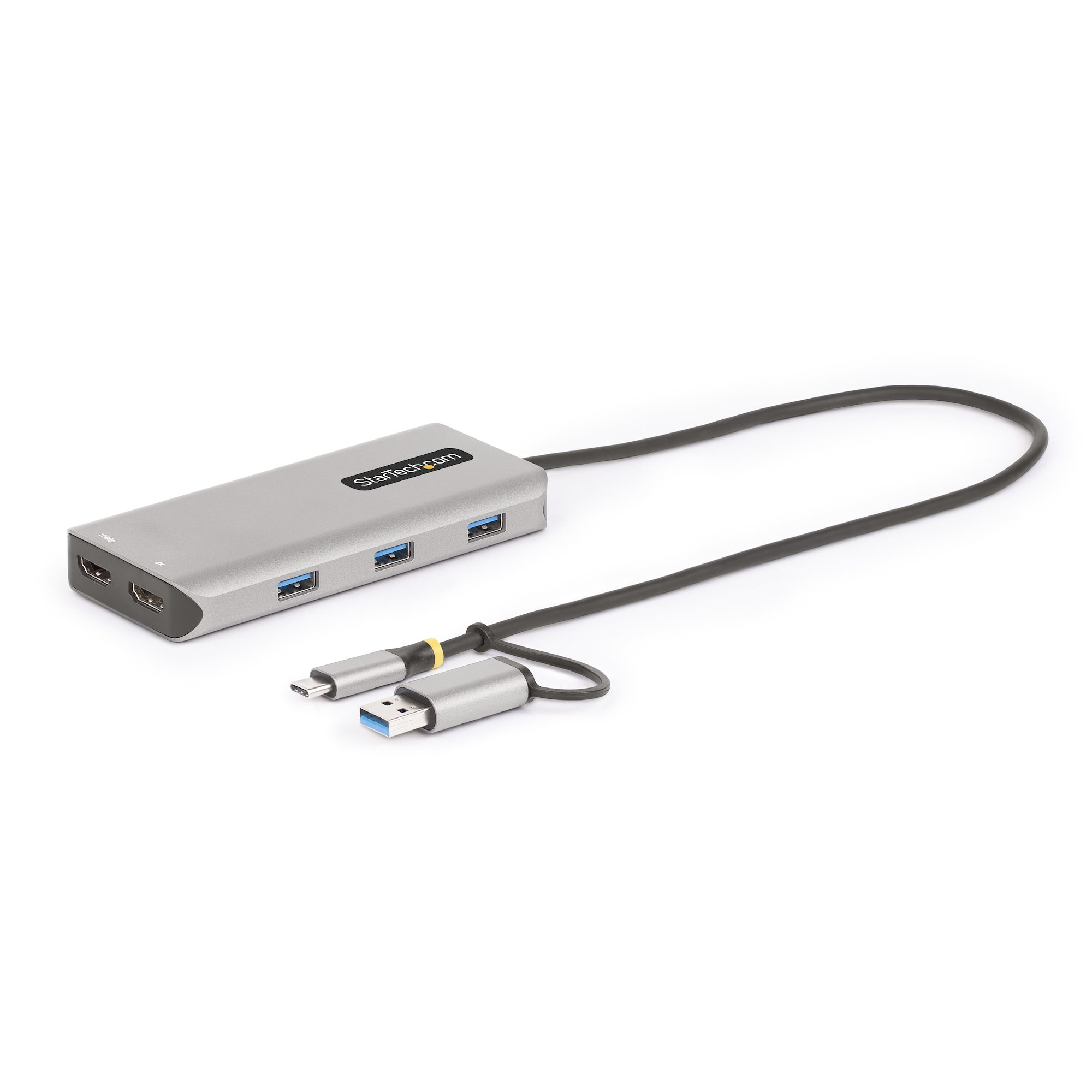StarTech.com Adaptateur Multiport USB-C avec Dongle USB-C vers USB-A, Double HDMI (4K30Hz/1080p60Hz), 3x USB-A 5Gbps, Mini Station d'Accueil de Voyage, Dock/Station d'Accueil pour PC Portable, Câble de 40 cm StarTech.com Adaptateur Multiport USB-C avec Dongle USB-C vers USB-A, Double HDMI (4K30Hz/1080p60Hz), 3x USB-A 5Gbps, Mini Station d'Accueil de Voyage, Dock/Station d'Accueil pour PC Portable, Câble de 40 cm